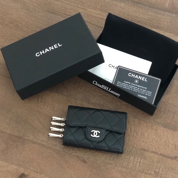 CHANEL Accessories - ❌SOLD❌ Chanel Black Lambskin 4 Ring Key holder